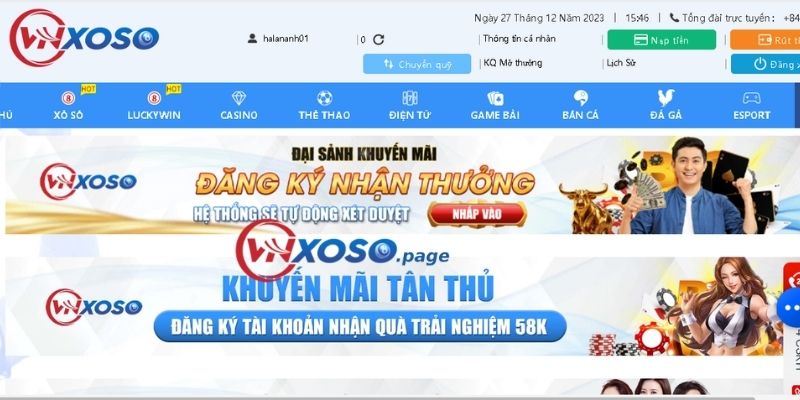 Khuyến mãi của hệ thống Vnxoso tặng 58k khi đăng ký